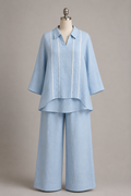 Lace-Trim Panel Tunic Set