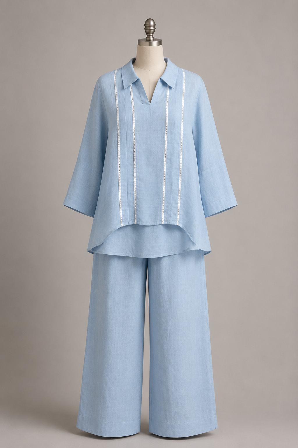 Lace-Trim Panel Tunic Set