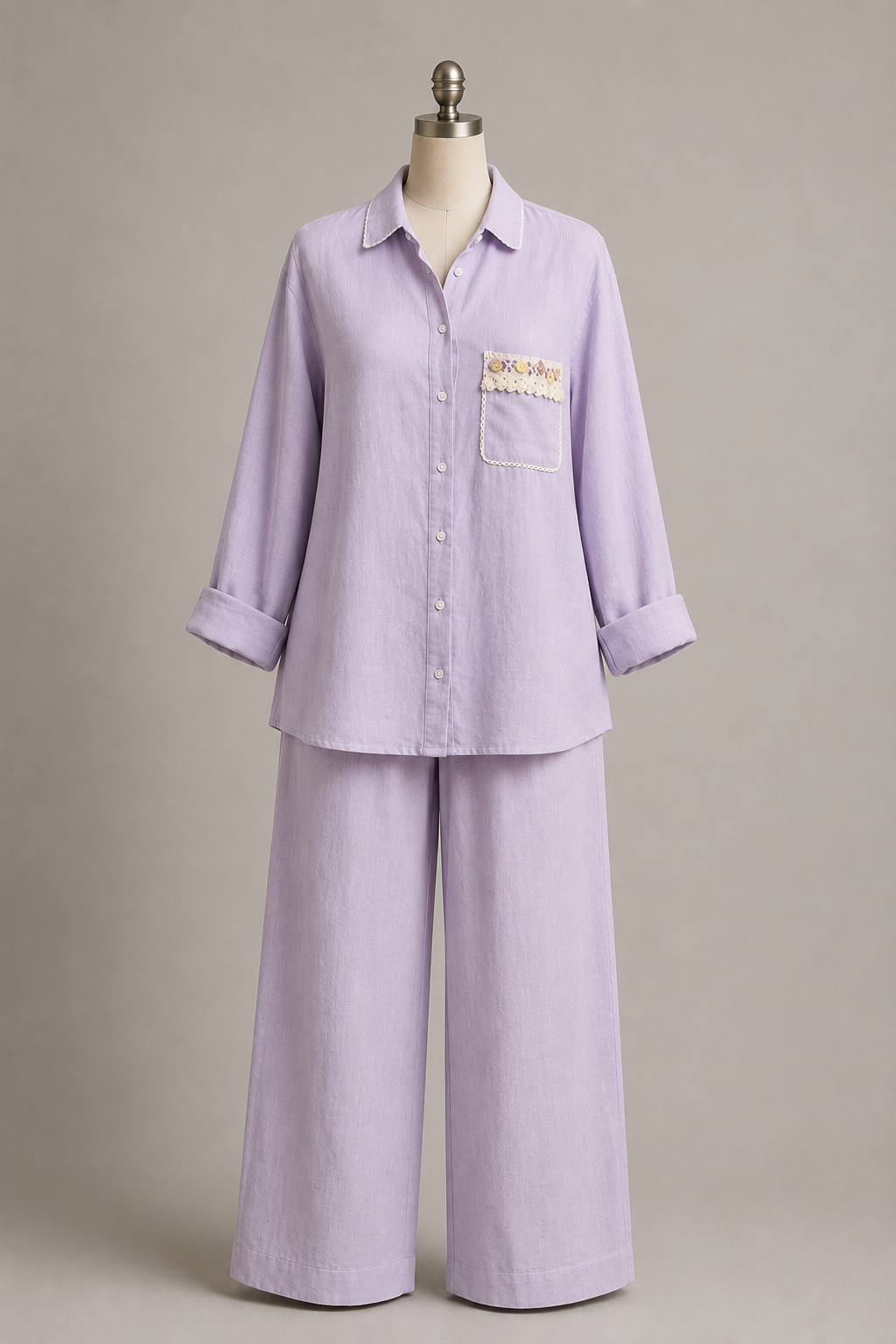 Crochet Pocket Shirt Set