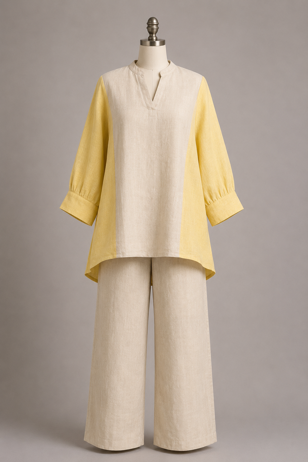 Two-Tone Panel Tunic Set