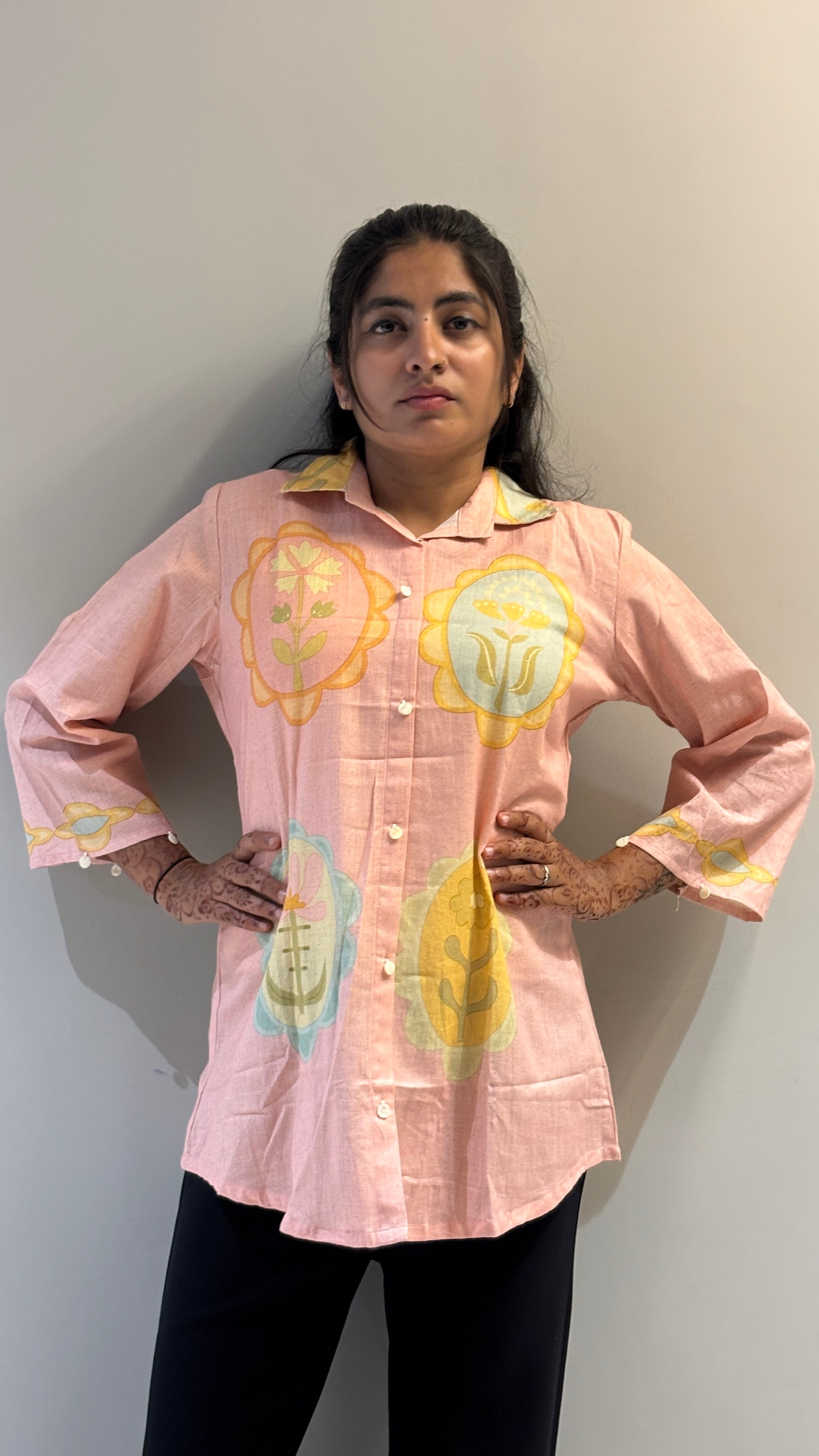 Blush Floral Medallion Print Shirt