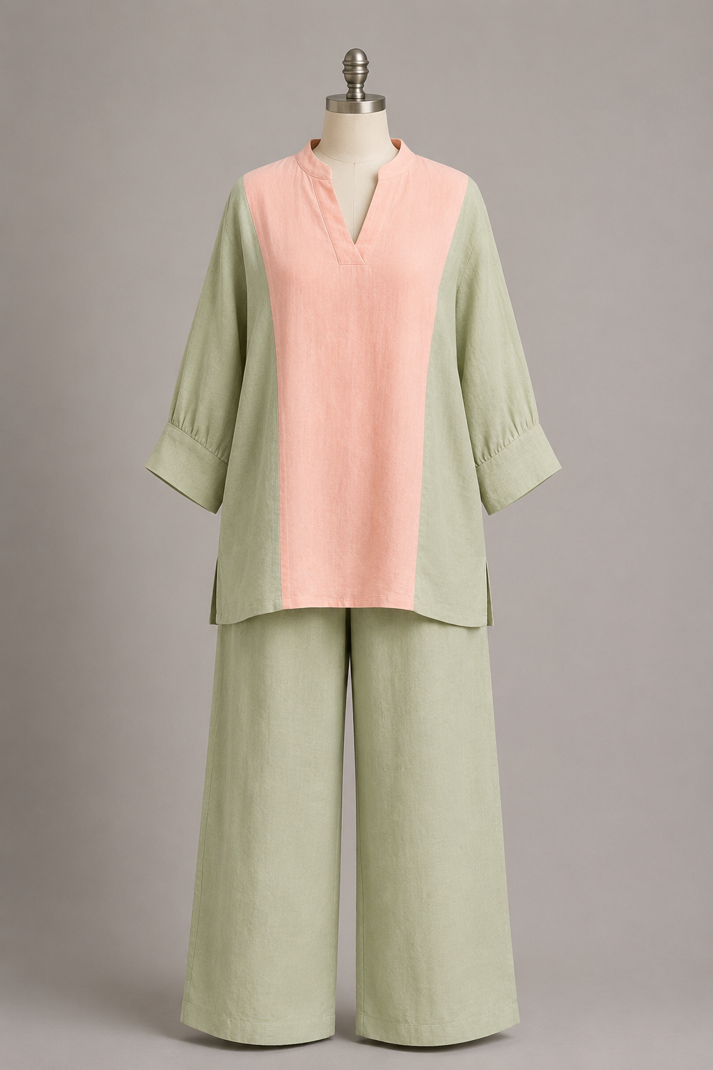 Two-Tone Panel Tunic Set
