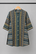 Indigo Bohemian Border Print Tunic Shirt