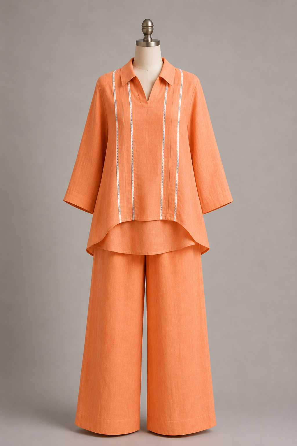 Lace-Trim Panel Tunic Set