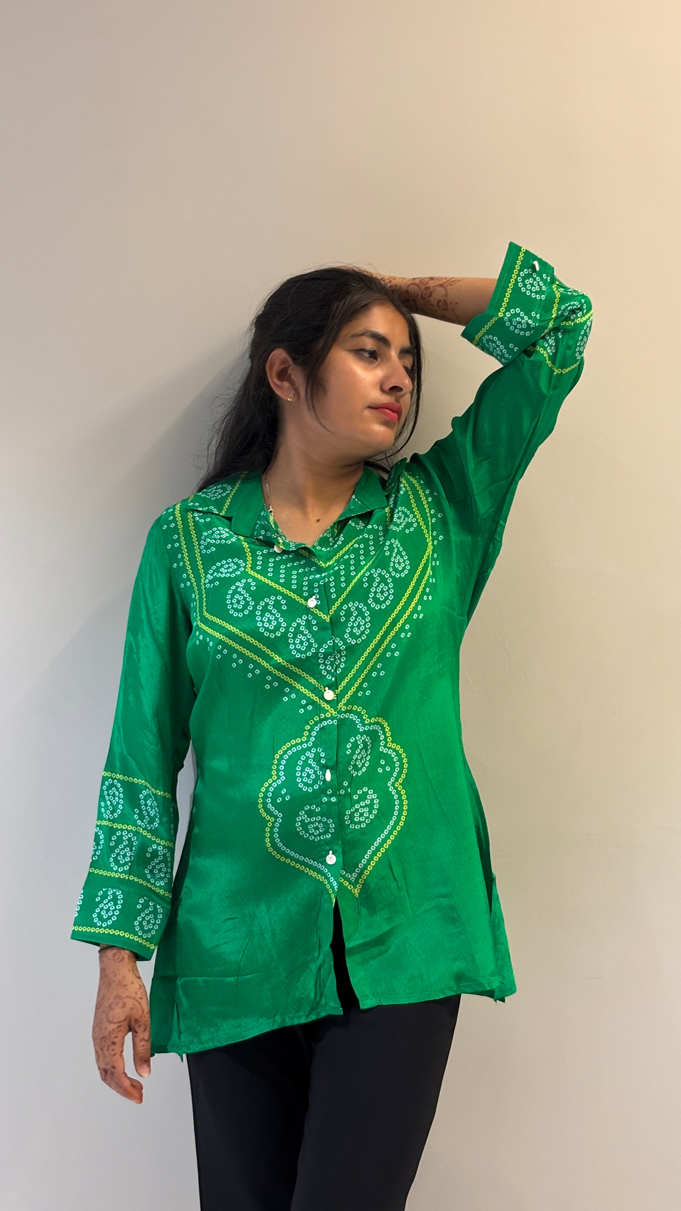Emerald Sequin Embellished Tunic Shirt