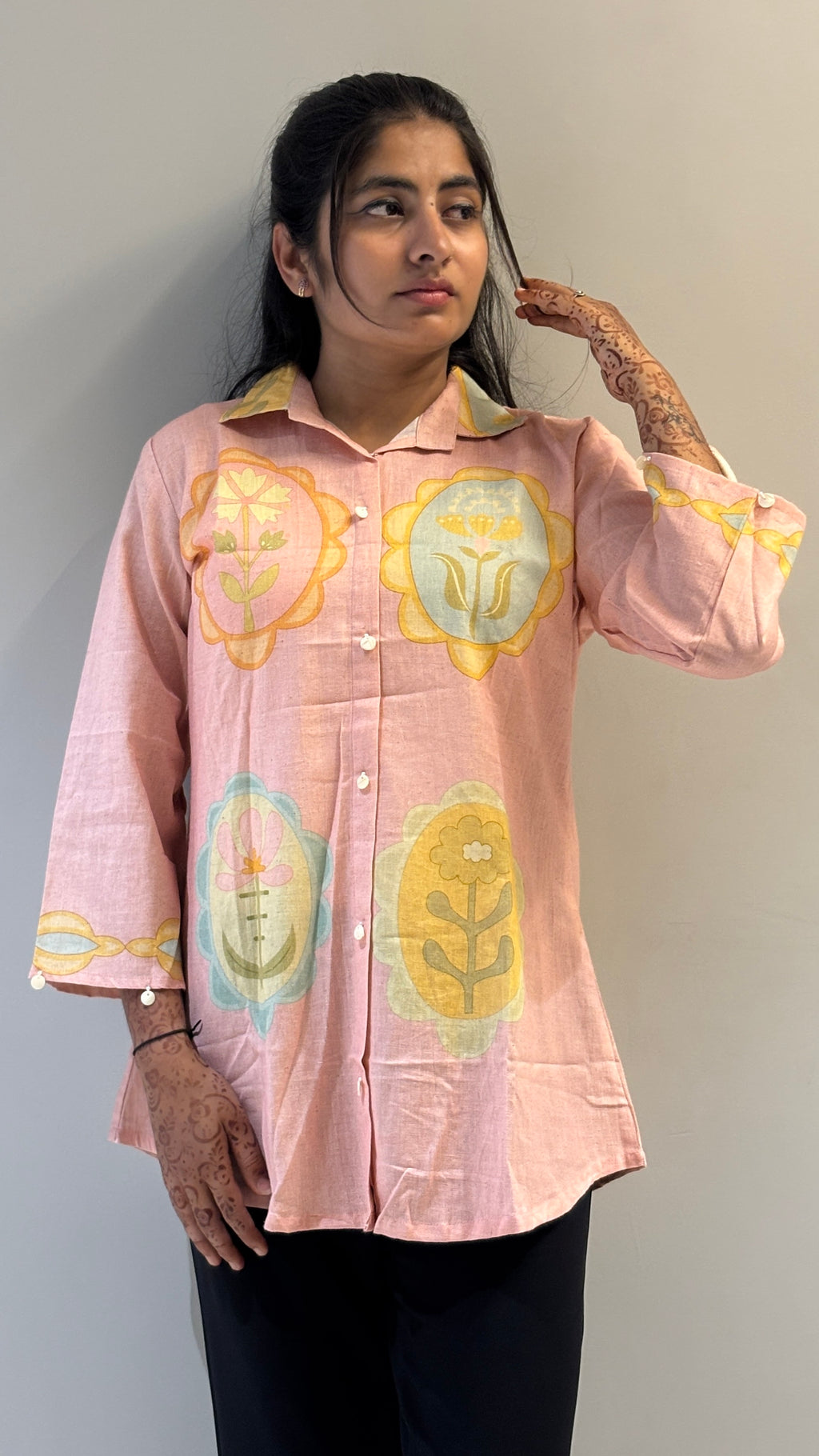 Blush Floral Medallion Print Shirt