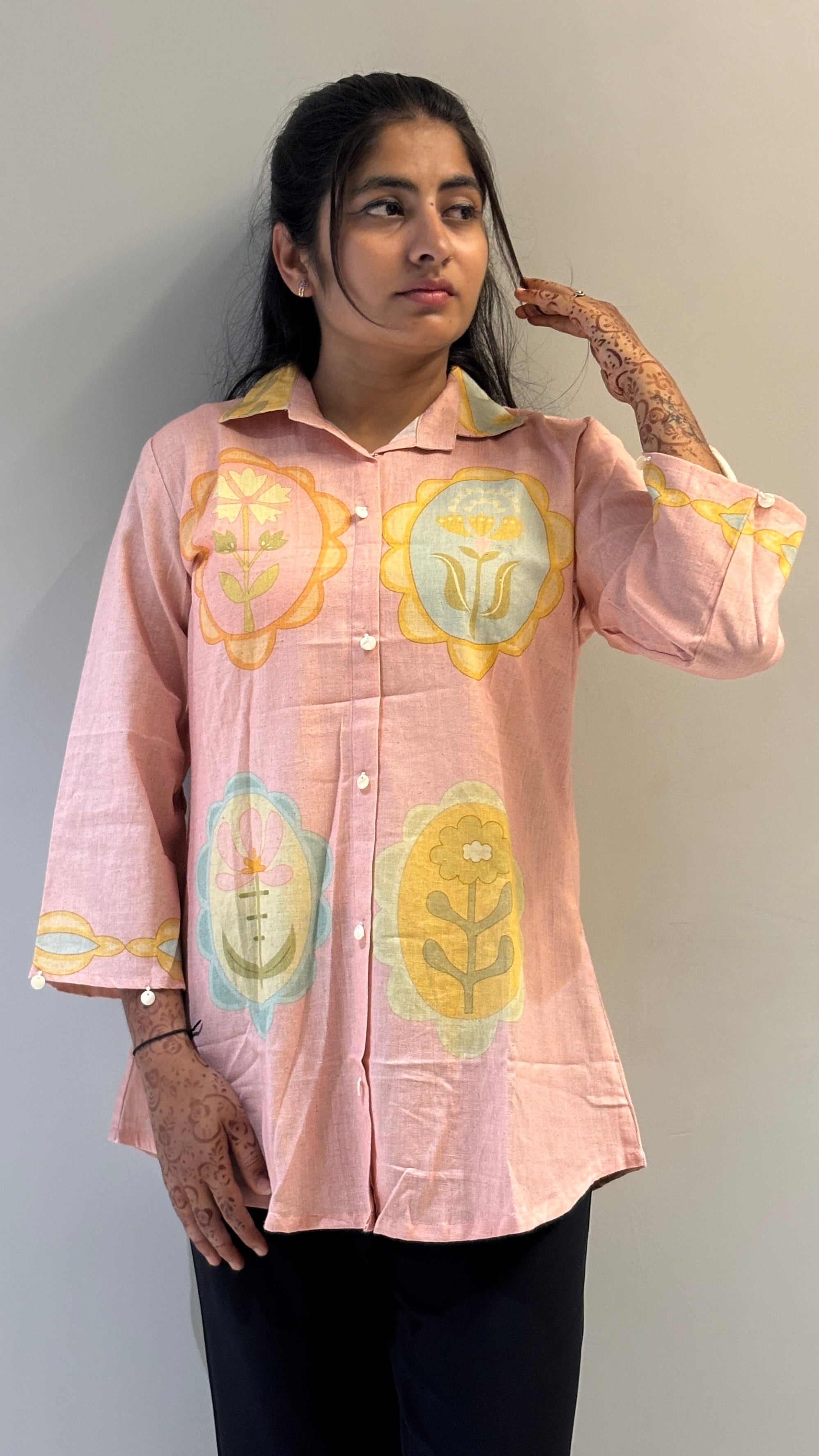 Blush Floral Medallion Print Shirt