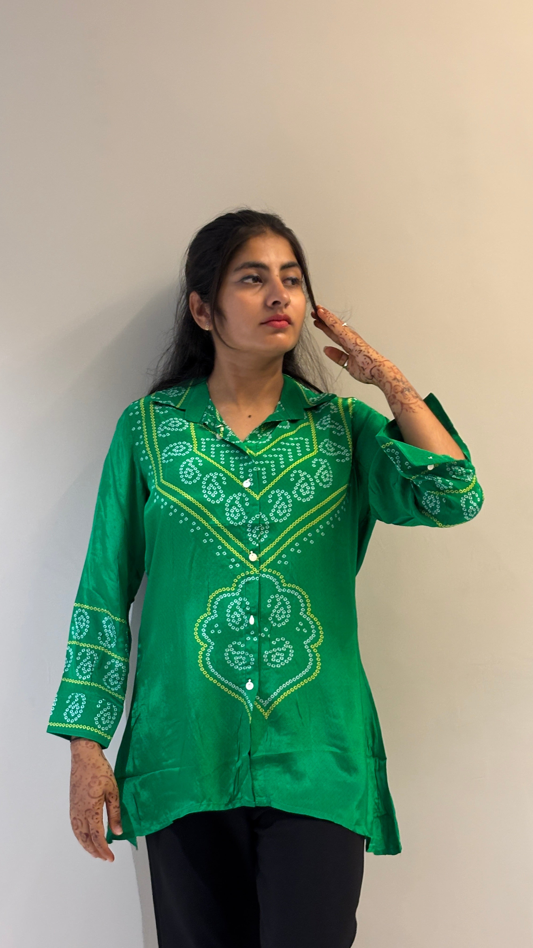 Emerald Sequin Embellished Tunic Shirt