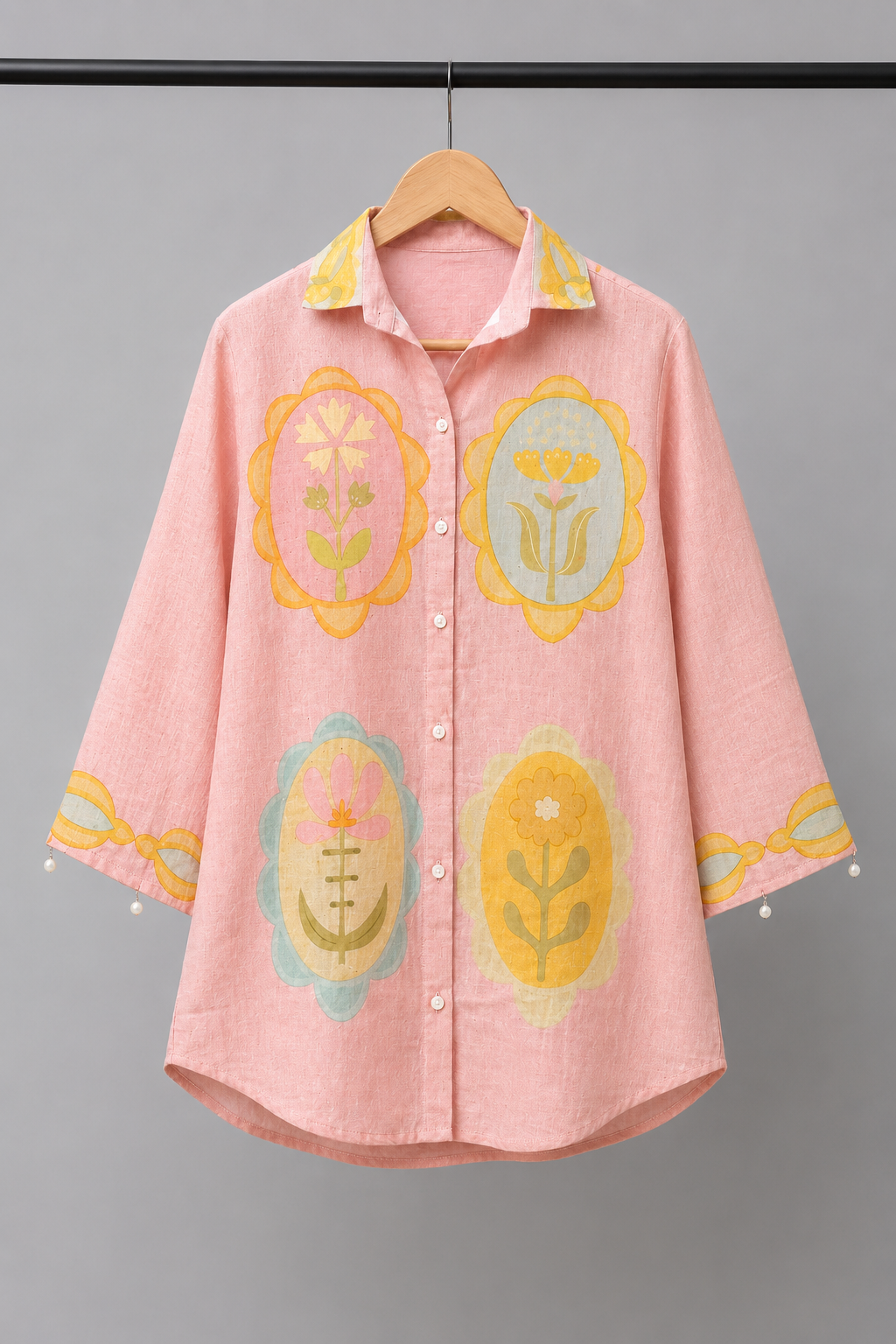 Blush Floral Medallion Print Shirt