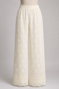 Eyelet Embroidered Wide-Leg Pants
