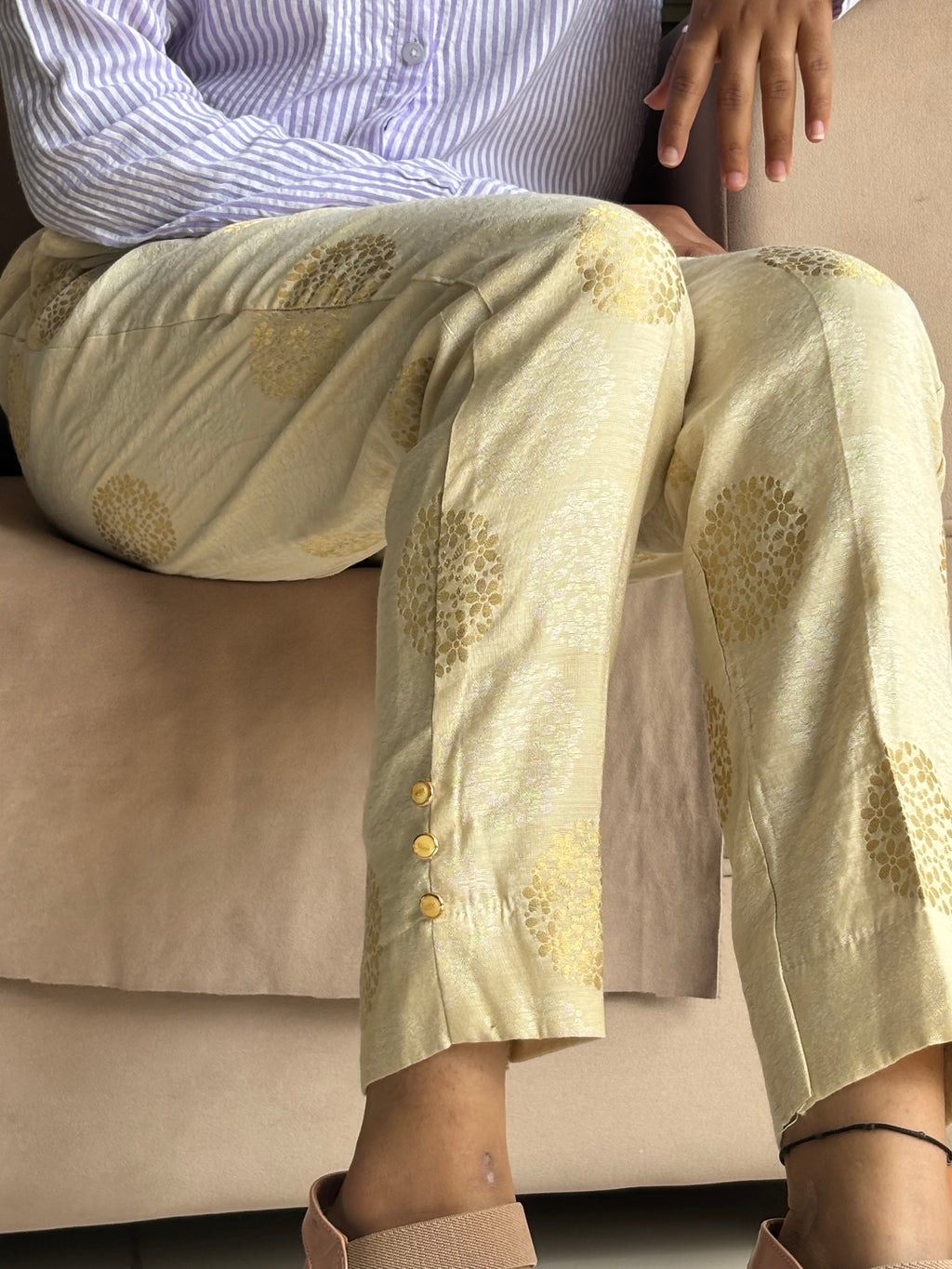 Champagne Gold Dot Print pants