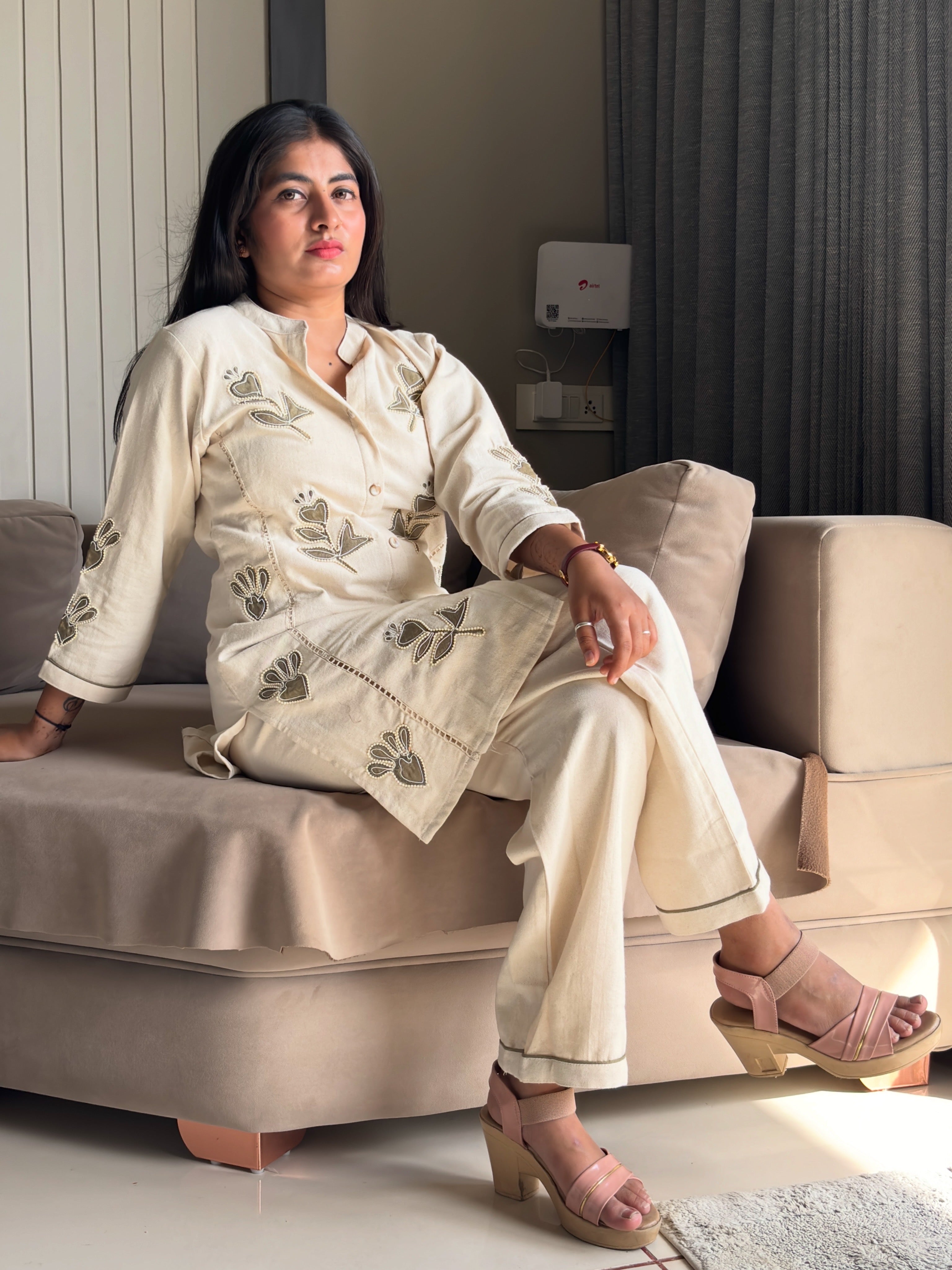 Ivory Heart & Vine Embroidered Co-ord