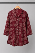 Maroon Floral Vine Print Tunic Shirt