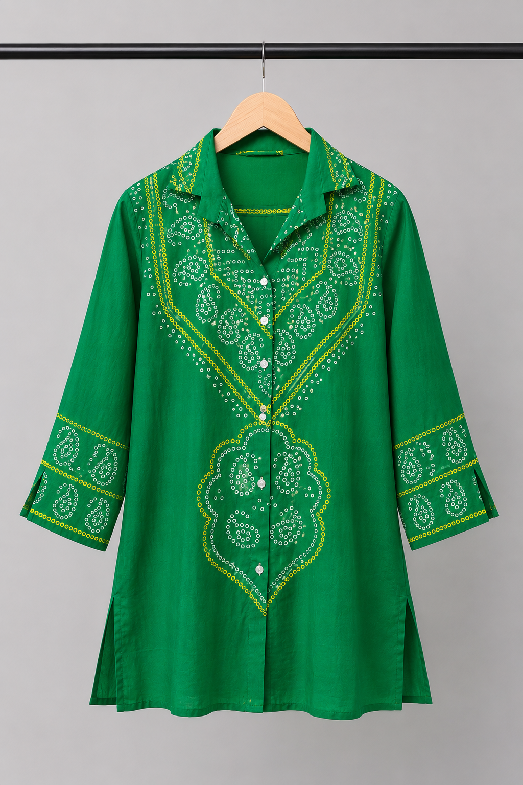 Emerald Sequin Embellished Tunic Shirt