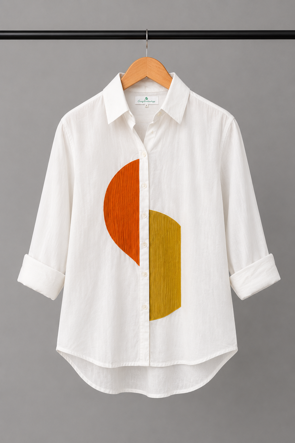 Ivory Geometric Patch Shirt